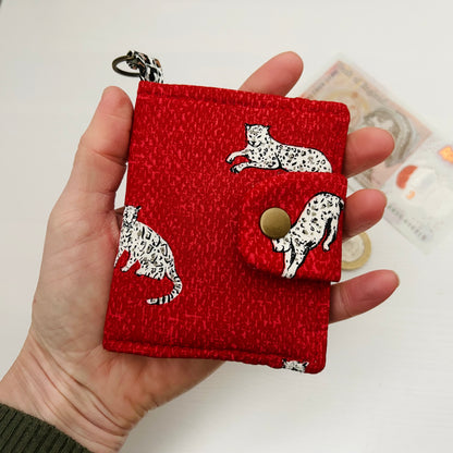 Leopards red cotton bifold wallet