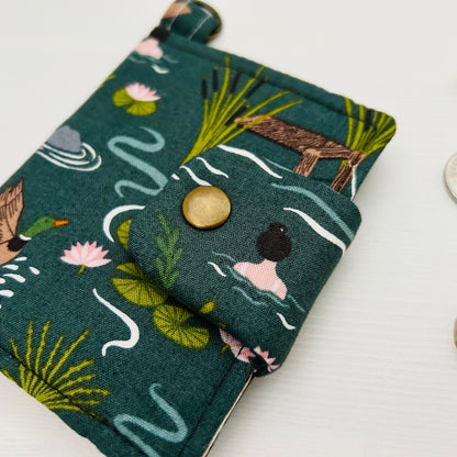 Wild swimming small green wallet