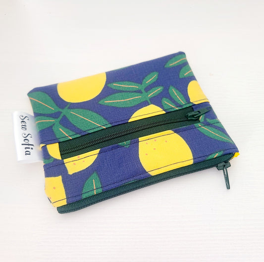 Lemons wipe clean mini double zip pouch