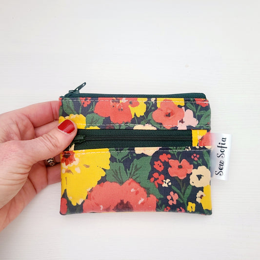 Wildflowers wipe clean mini double zip pouch