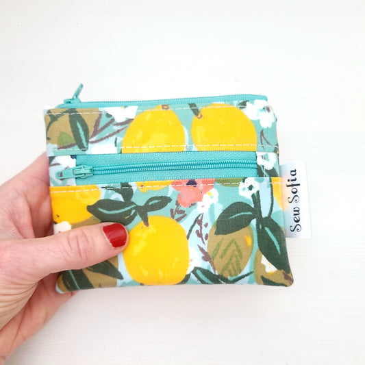 Lemons wipe clean mini double zip pouch