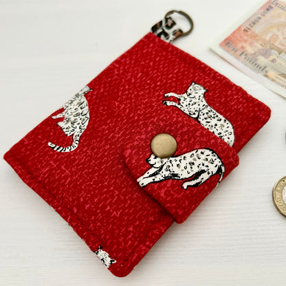 Leopards red cotton bifold wallet