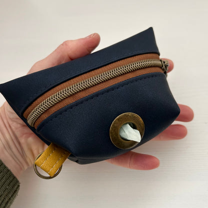 Navy blue dog walking clip on zip pouch