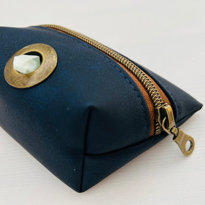 Navy blue dog walking clip on zip pouch