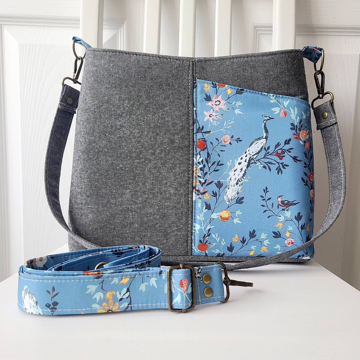 Sky Blue Peacock Shoulder Bag