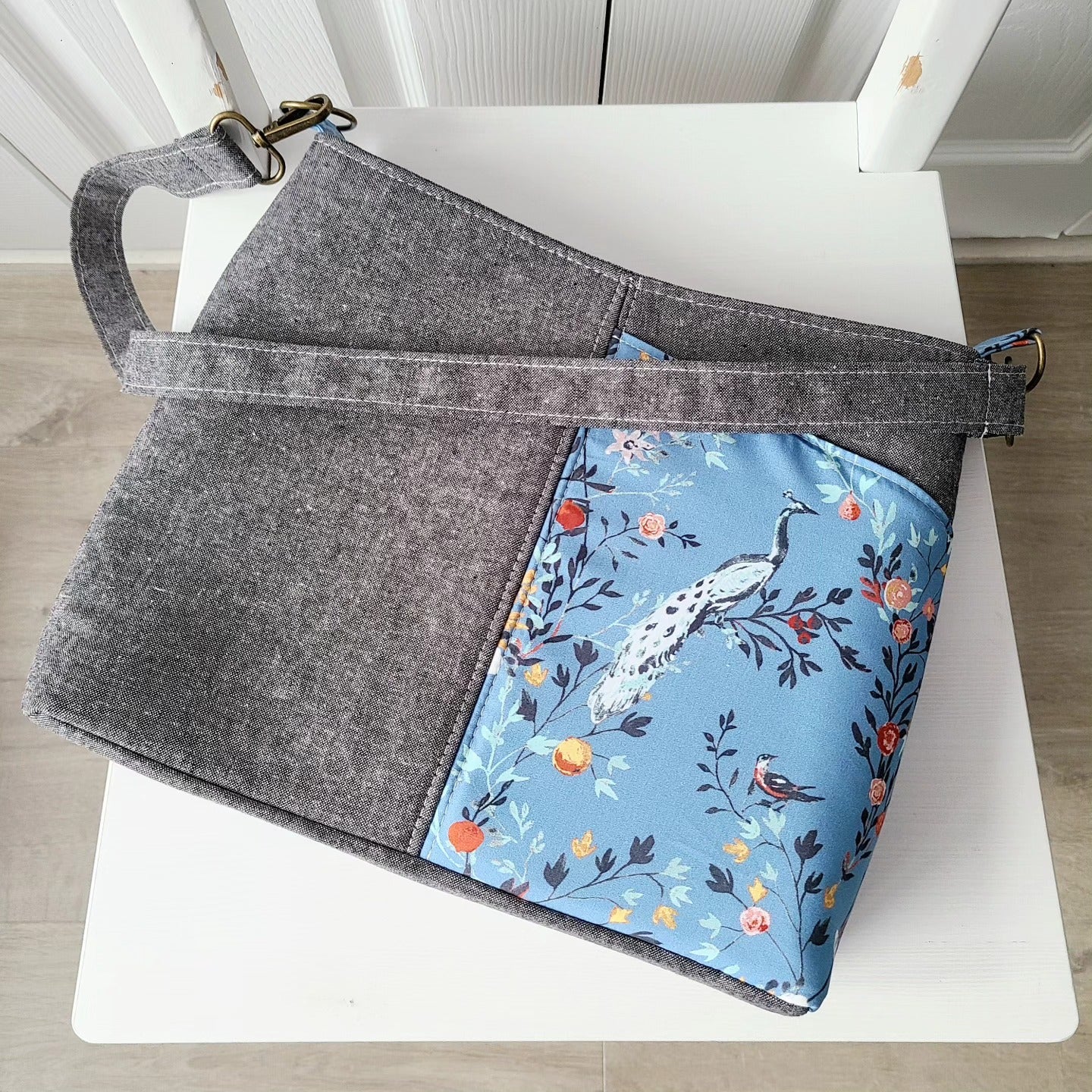 Sky Blue Peacock Shoulder Bag