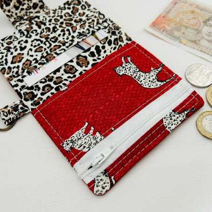 Leopards and spots small red wallet