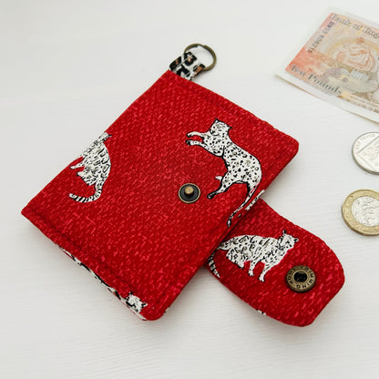 Leopards red cotton bifold wallet