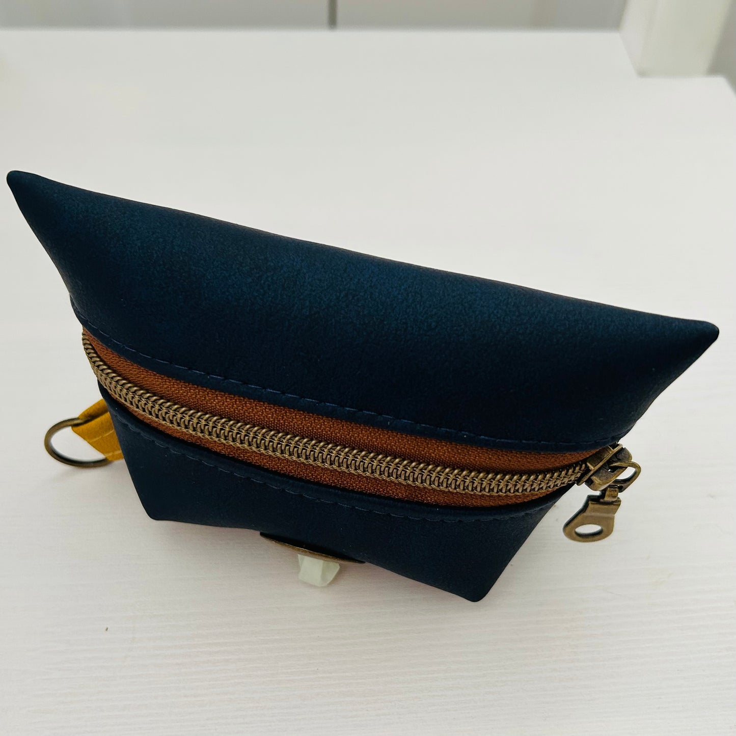 Navy blue dog walking clip on zip pouch