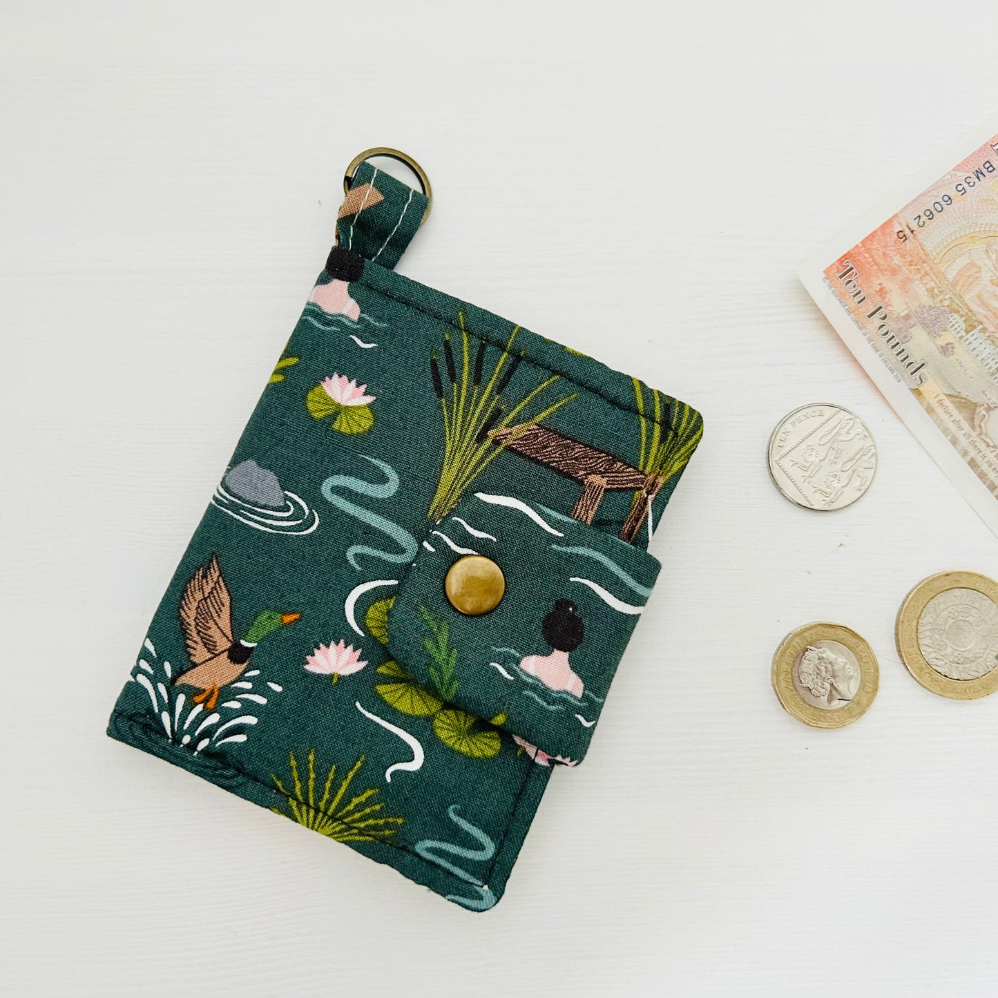 Wild swimming small green wallet