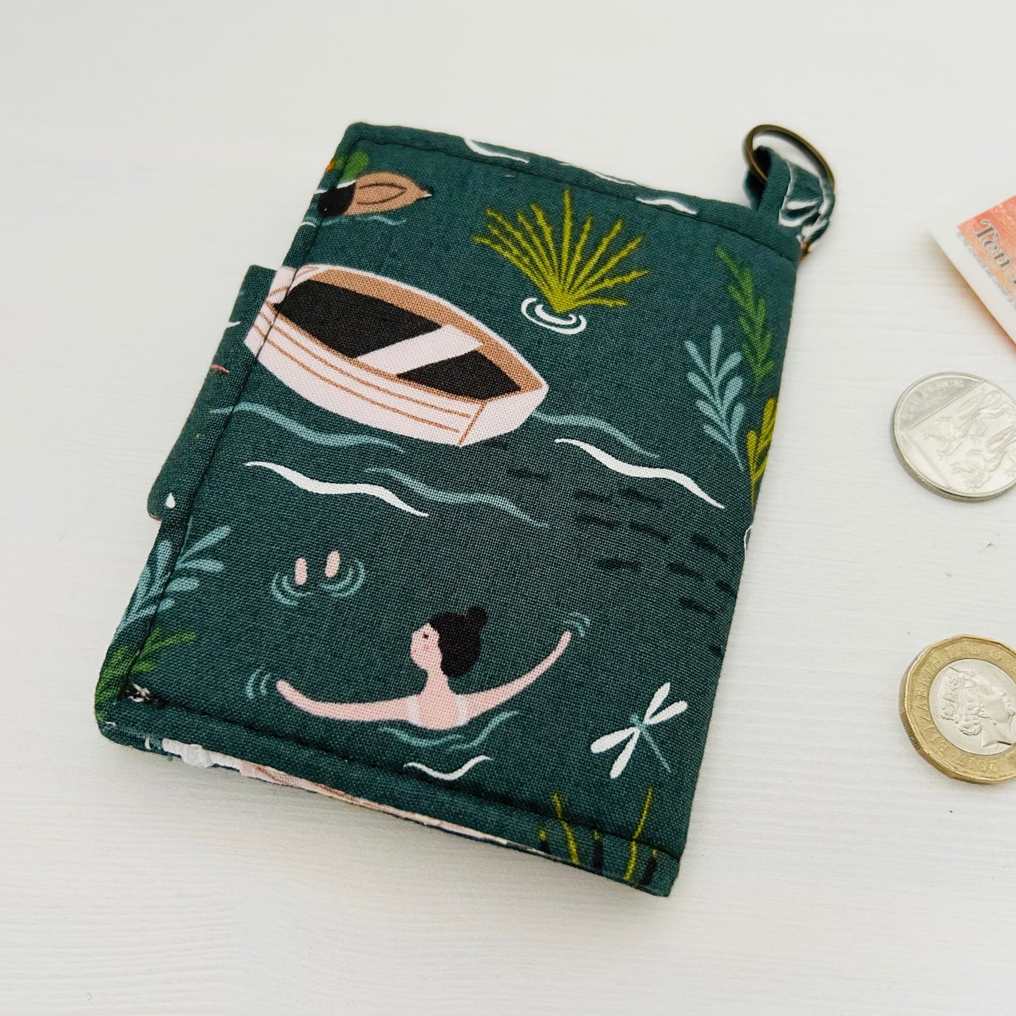 Wild swimming small green wallet