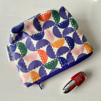 Purple tulips small waterproof make up bag