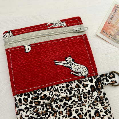 Leopards red cotton bifold wallet