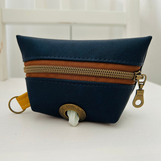 Navy blue dog walking clip on zip pouch