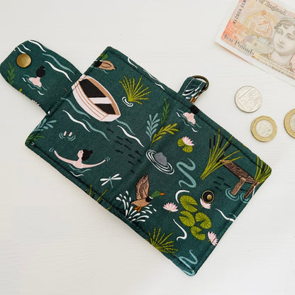 Wild swimming small green wallet