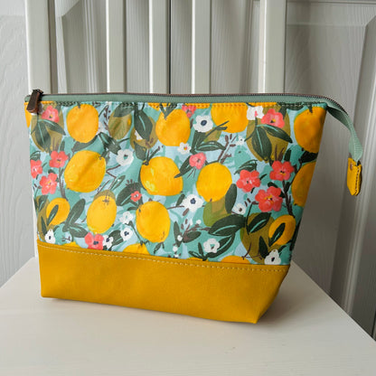 Lemons jumbo waterproof toiletry bag - with mustard base