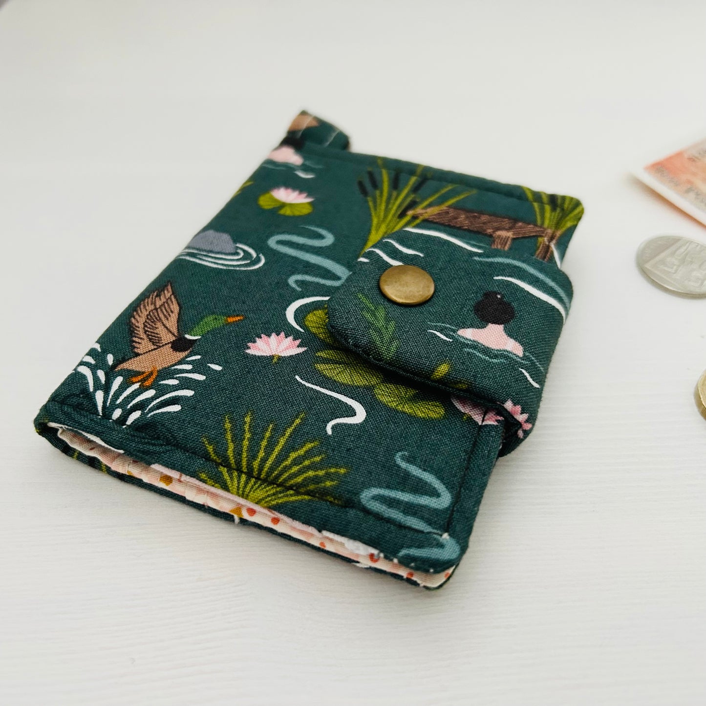 Wild swimming small green wallet