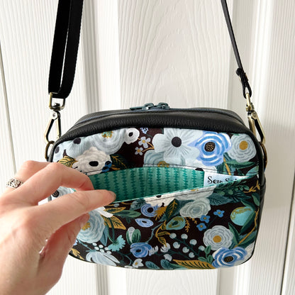 Small blue floral crossbody