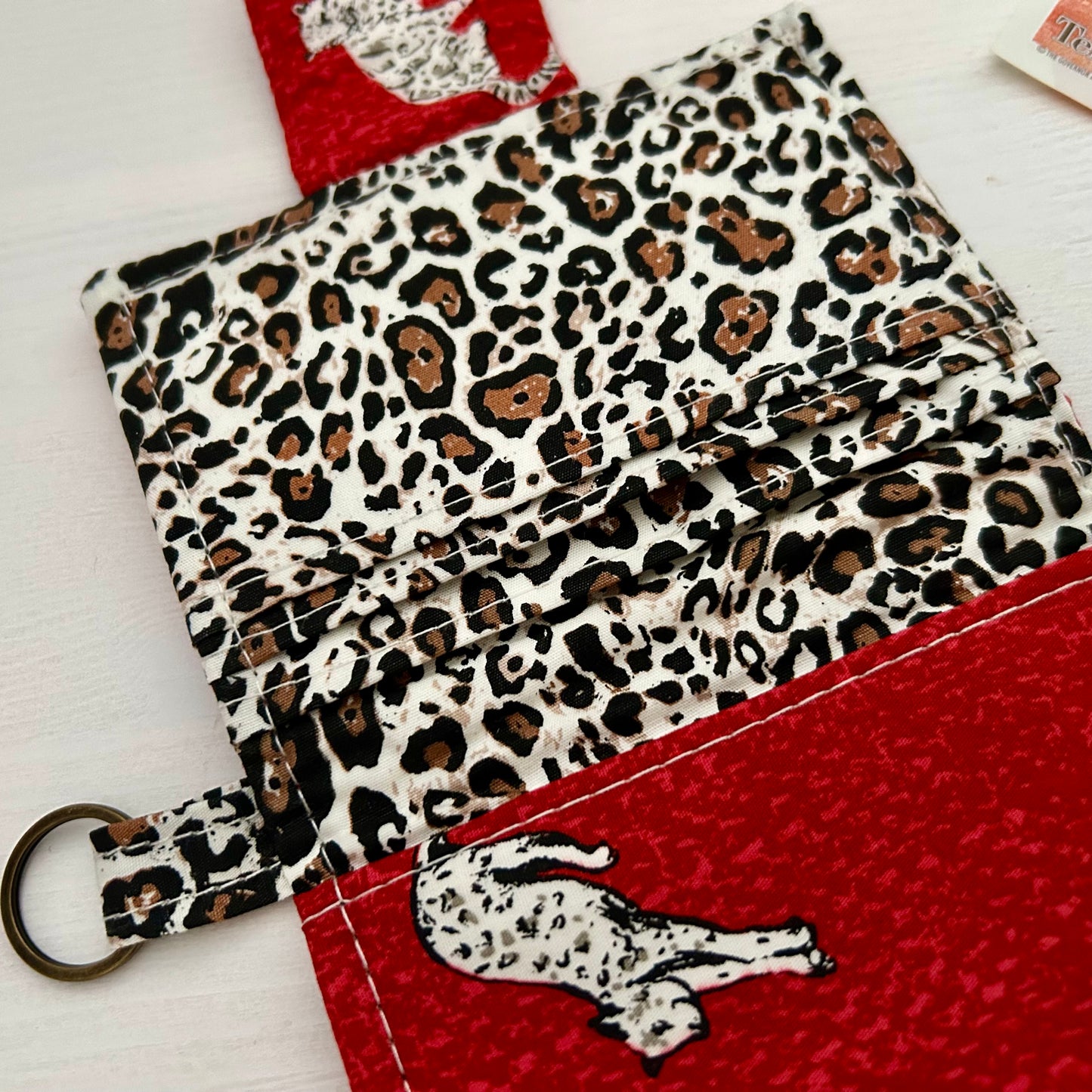 Leopards red cotton bifold wallet