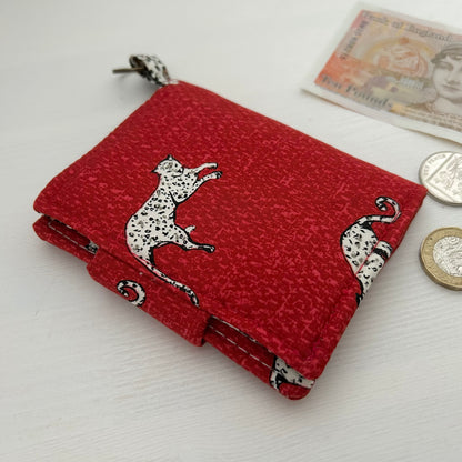 Leopards red cotton bifold wallet