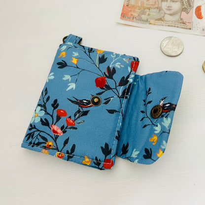 Periwinkle blue floral mini bifold wallet