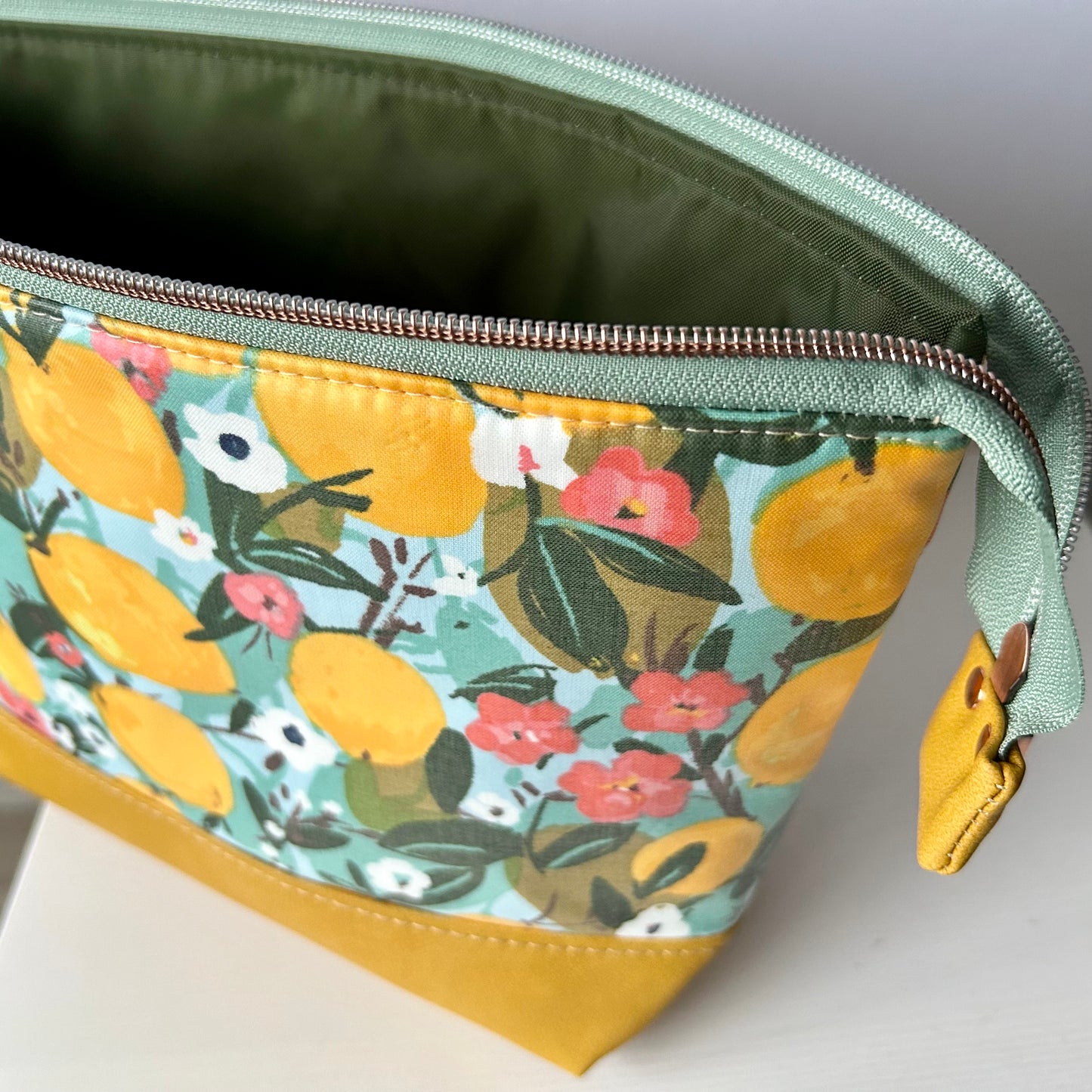 Lemons jumbo waterproof toiletry bag - with mustard base