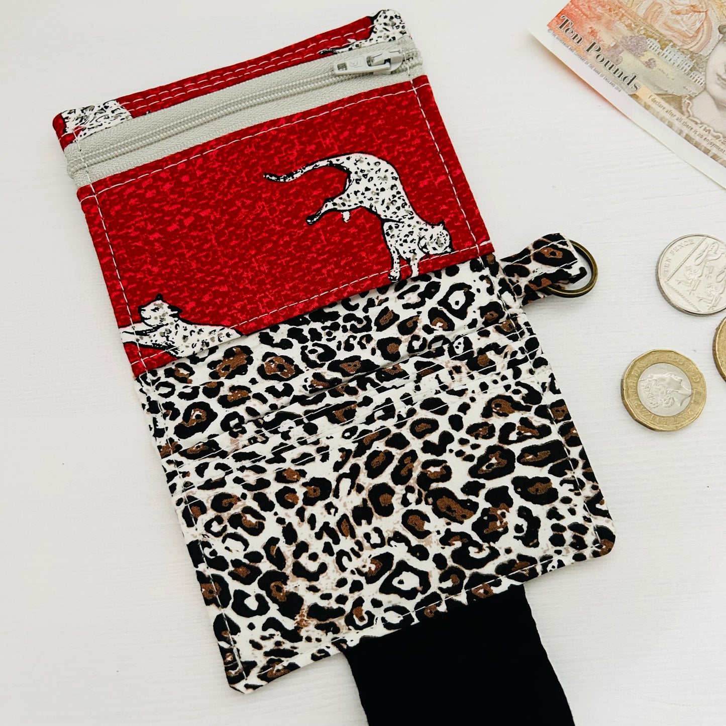 Leopard spot cotton bifold wallet