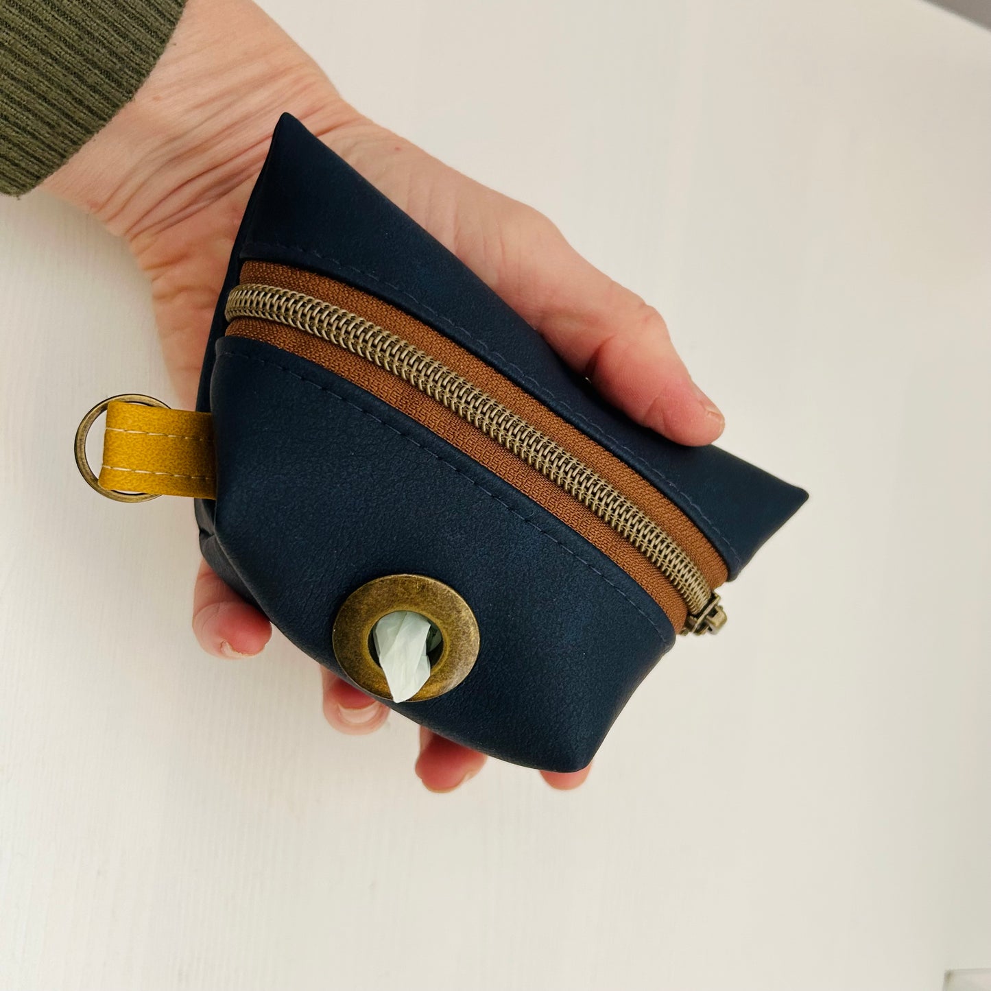 Navy blue dog walking clip on zip pouch