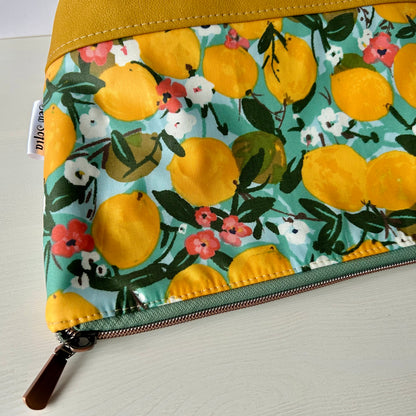 Lemons jumbo waterproof toiletry bag - with mustard base