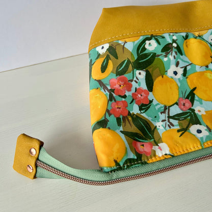 Lemons jumbo waterproof toiletry bag - with mustard base